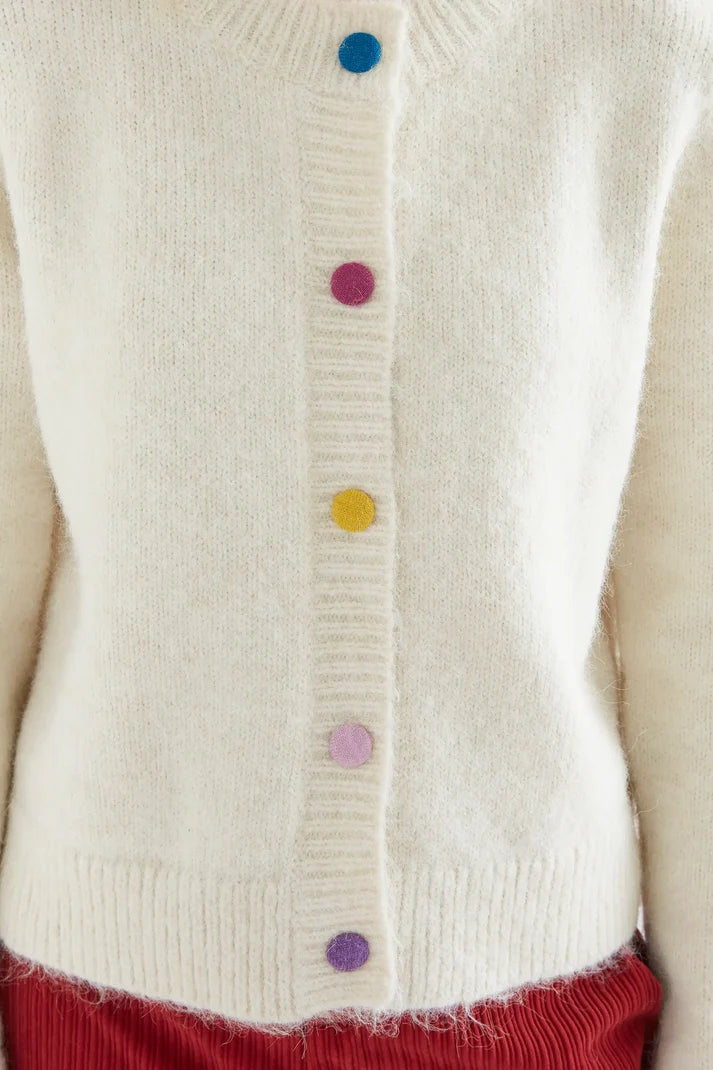 Cárdigan crudo botones multicolor