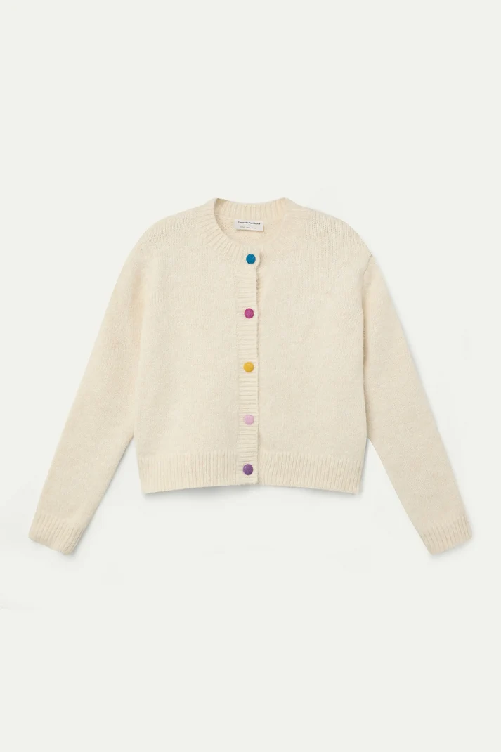 Cárdigan crudo botones multicolor