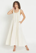 Vestido largo blanco fluido mujer frontal