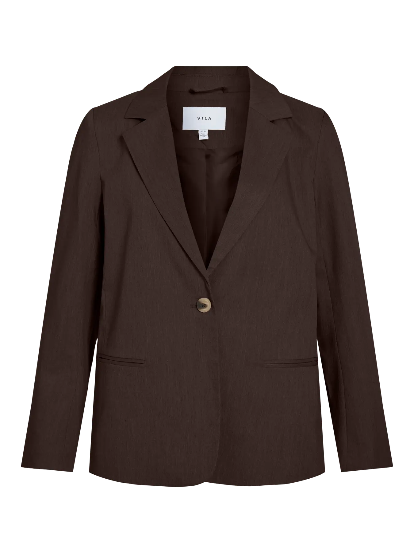 Chaqueta de traje marron chocolate de lino vila en cotton grey moda mujer en piedras blancas