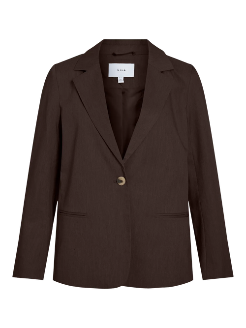 Chaqueta de traje marron chocolate de lino vila en cotton grey moda mujer en piedras blancas