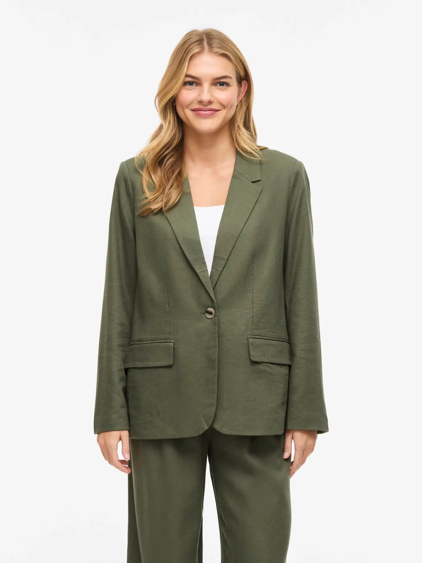 Blazer Sahara de lino y viscosa para mujer Americana fluida Vila