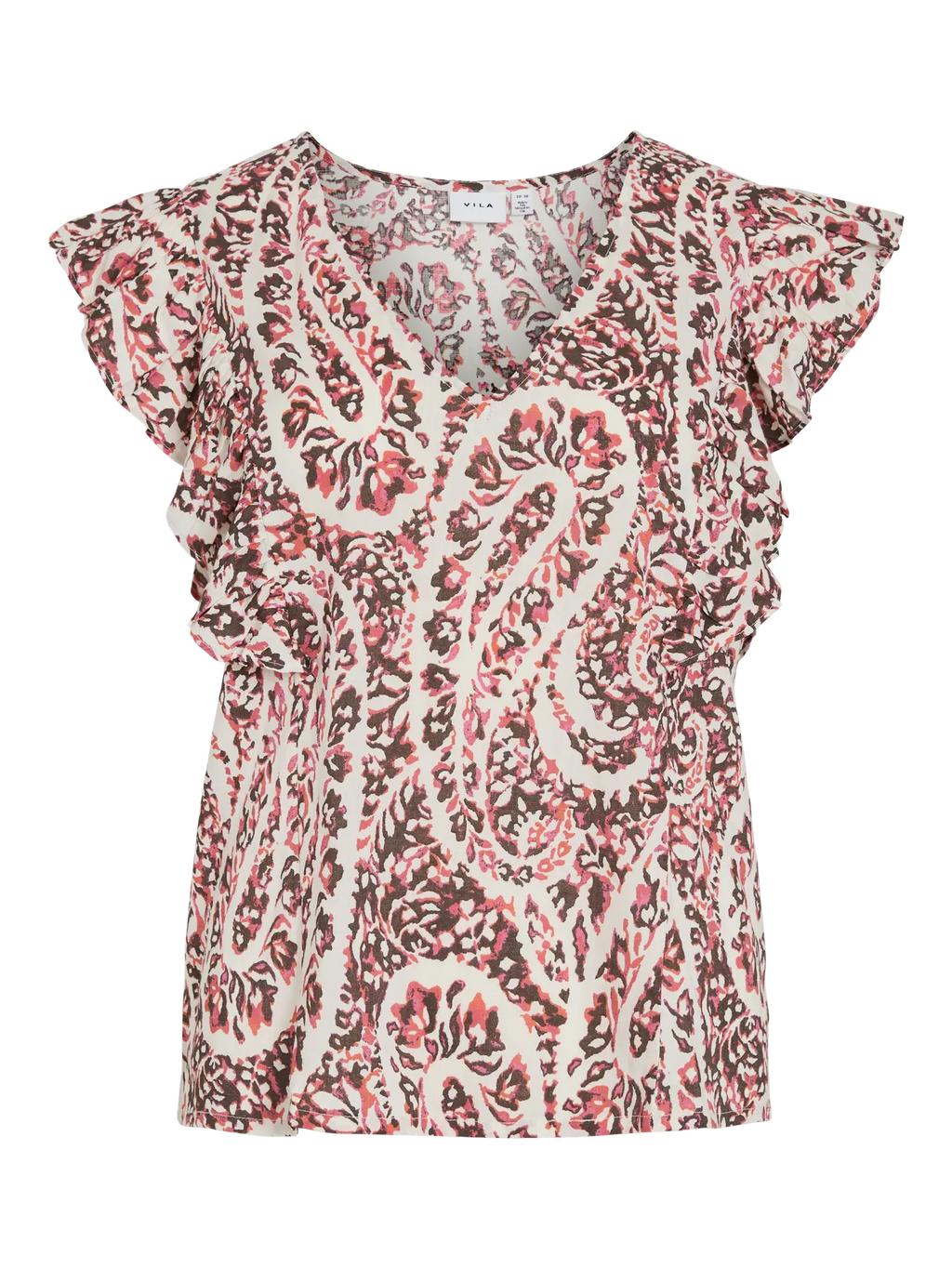 Blusa estampada paisley mujer rosa de volante en la manga Vila 