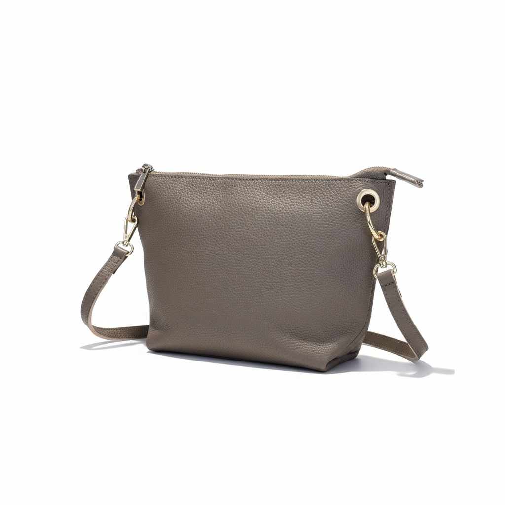 bolso piel natural bandolera color topo oscuro mujer
