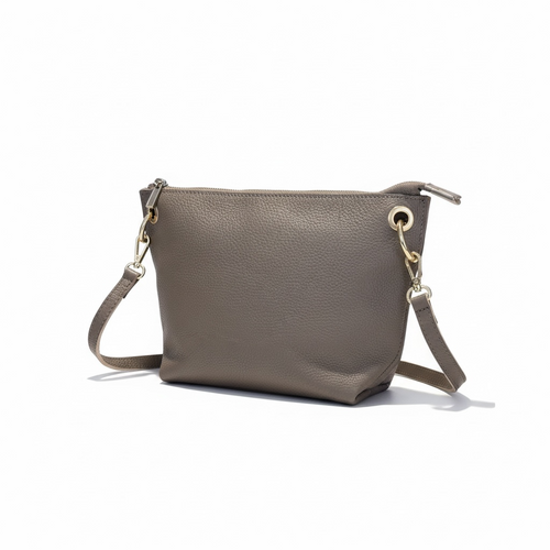 bolso piel natural bandolera color topo oscuro mujer
