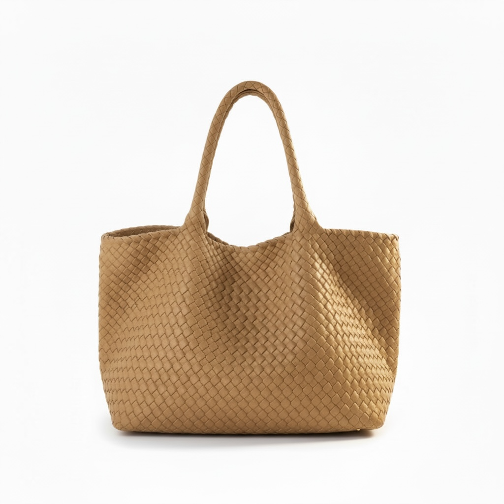 bolso shopper origami neopreno camel trenzado mujer bolso grande elegante
