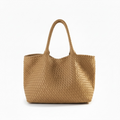 bolso shopper origami neopreno camel trenzado mujer bolso grande elegante