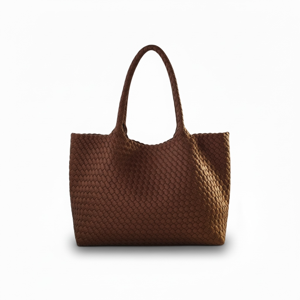 bolso shopper origami neopreno Bronce satinado trenzado mujer bolso grande elegante