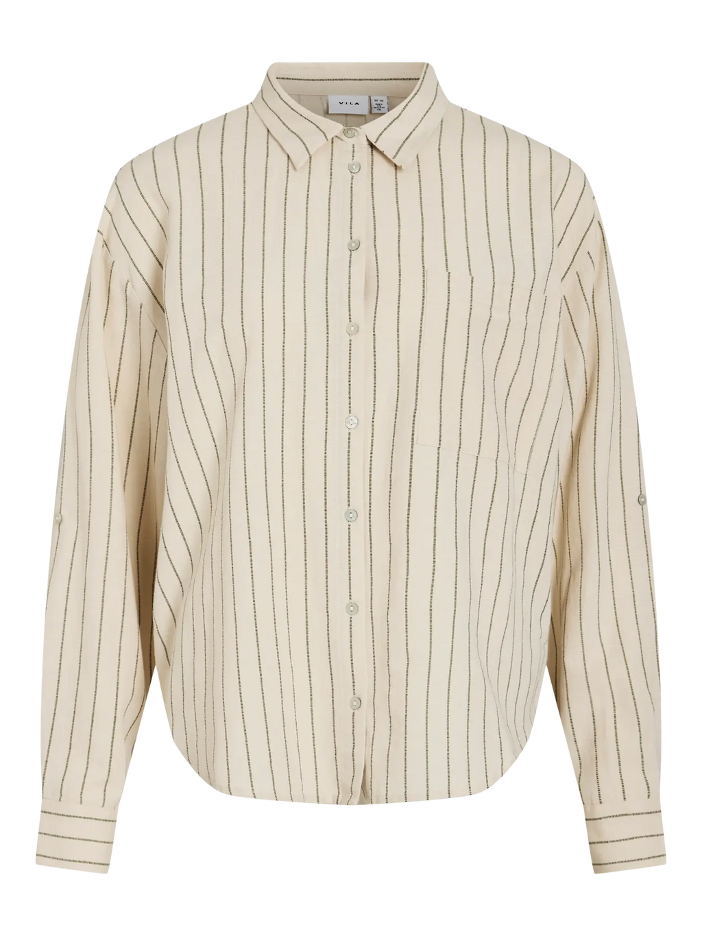 Camisa oversize rayas verticales beige mujer Vila