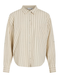 Camisa oversize rayas verticales beige mujer Vila