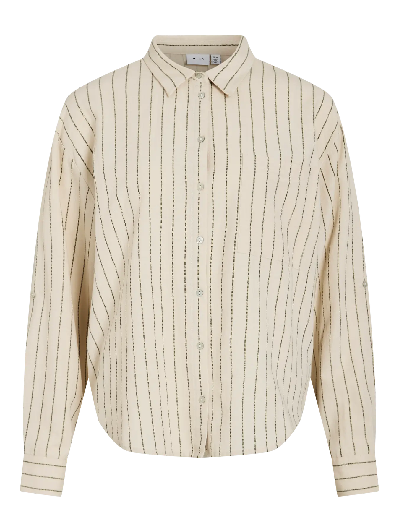 Camisa oversize rayas verticales beige mujer Vila