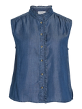 camisa denim sin mangas cuello volante vila nueva coleccion
