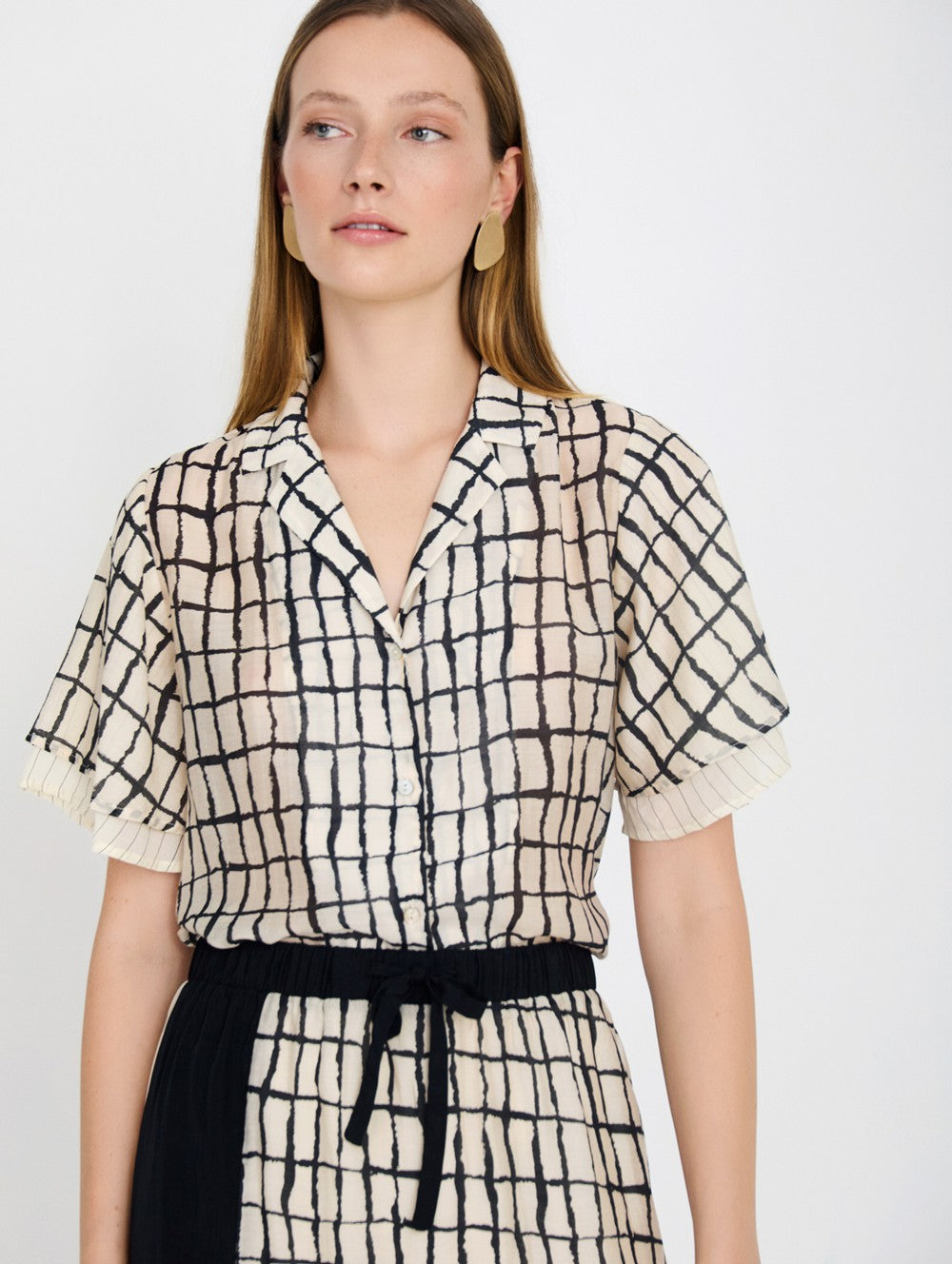 camisa Bliss Skatie estampado cuadros manga corta