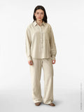 Conjunto camisa y pantalon fluidos rayas Vila en cotton grey 