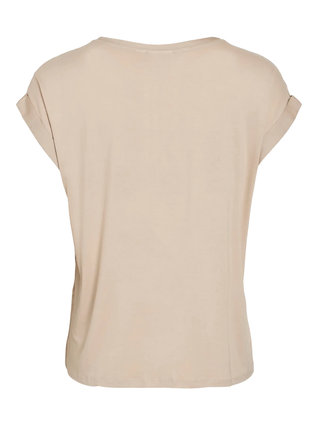 Detalle trasero de punto camiseta saten color beige champagne en cotton grey