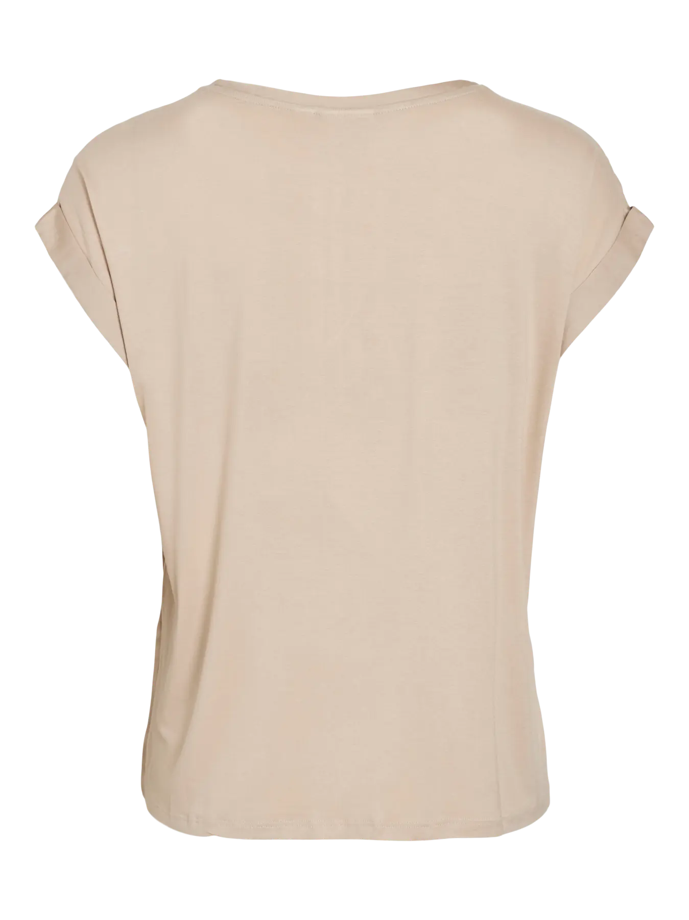 Detalle trasero de punto camiseta saten color beige champagne en cotton grey