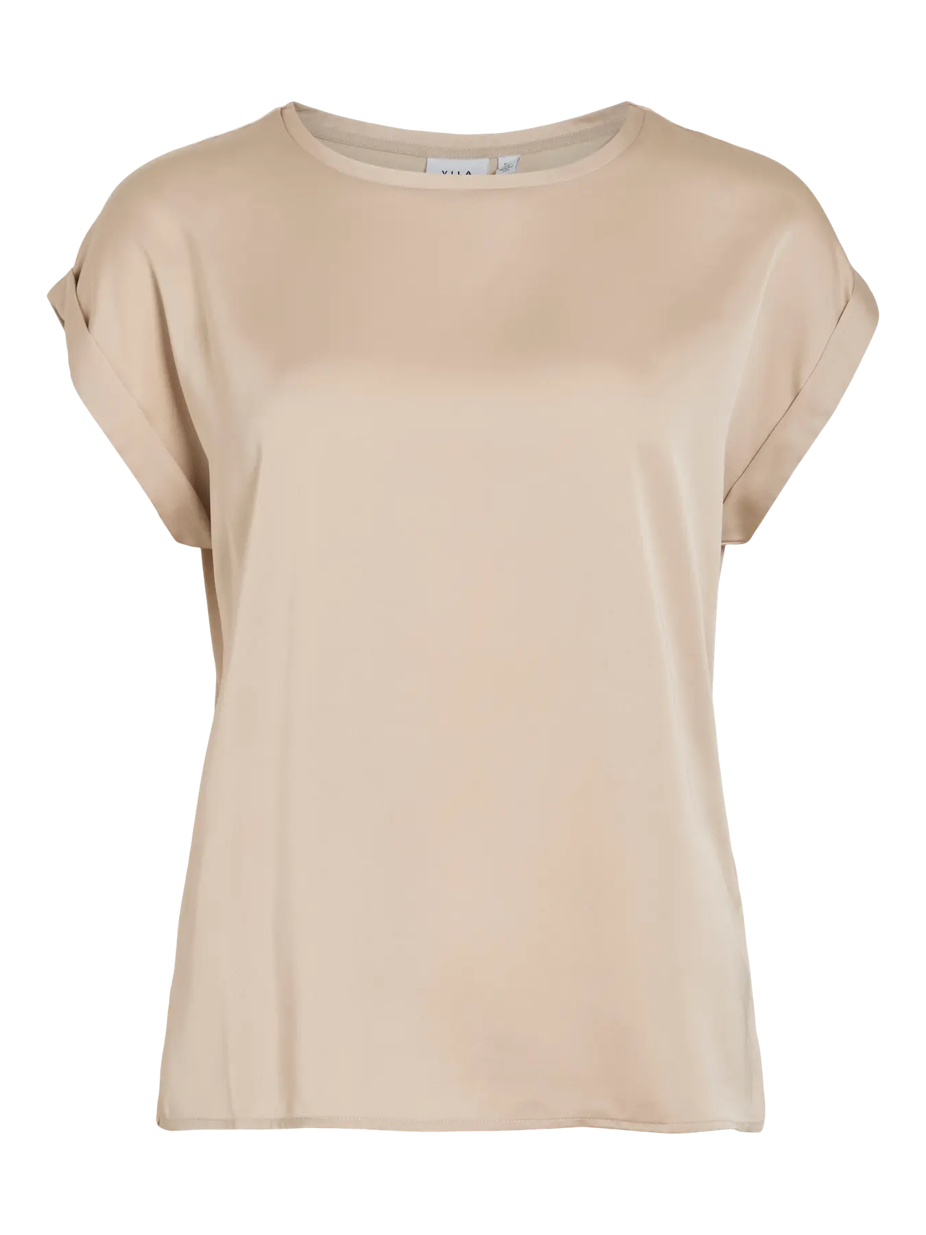 camiseta saten color beige champagne en cotton grey