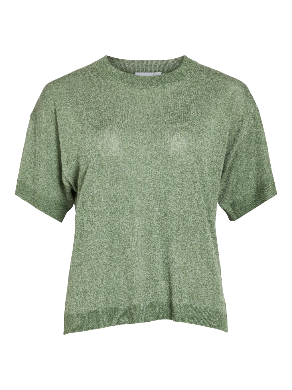 Camiseta Vila de punto fino verde con ligero brillo manga corta y cuello redondo Vila nueva coleccion