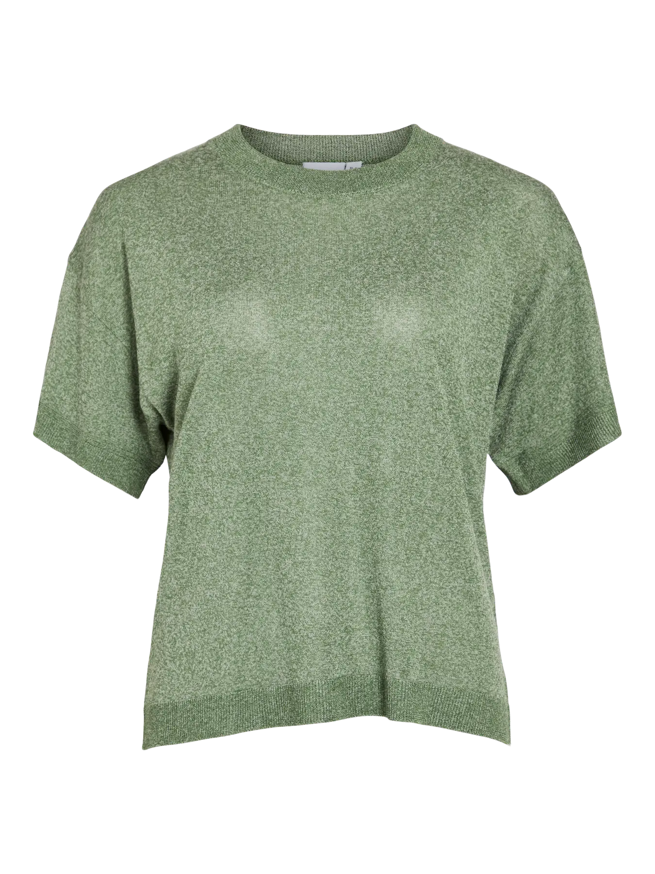 Camiseta Vila de punto fino verde con ligero brillo manga corta y cuello redondo Vila nueva coleccion