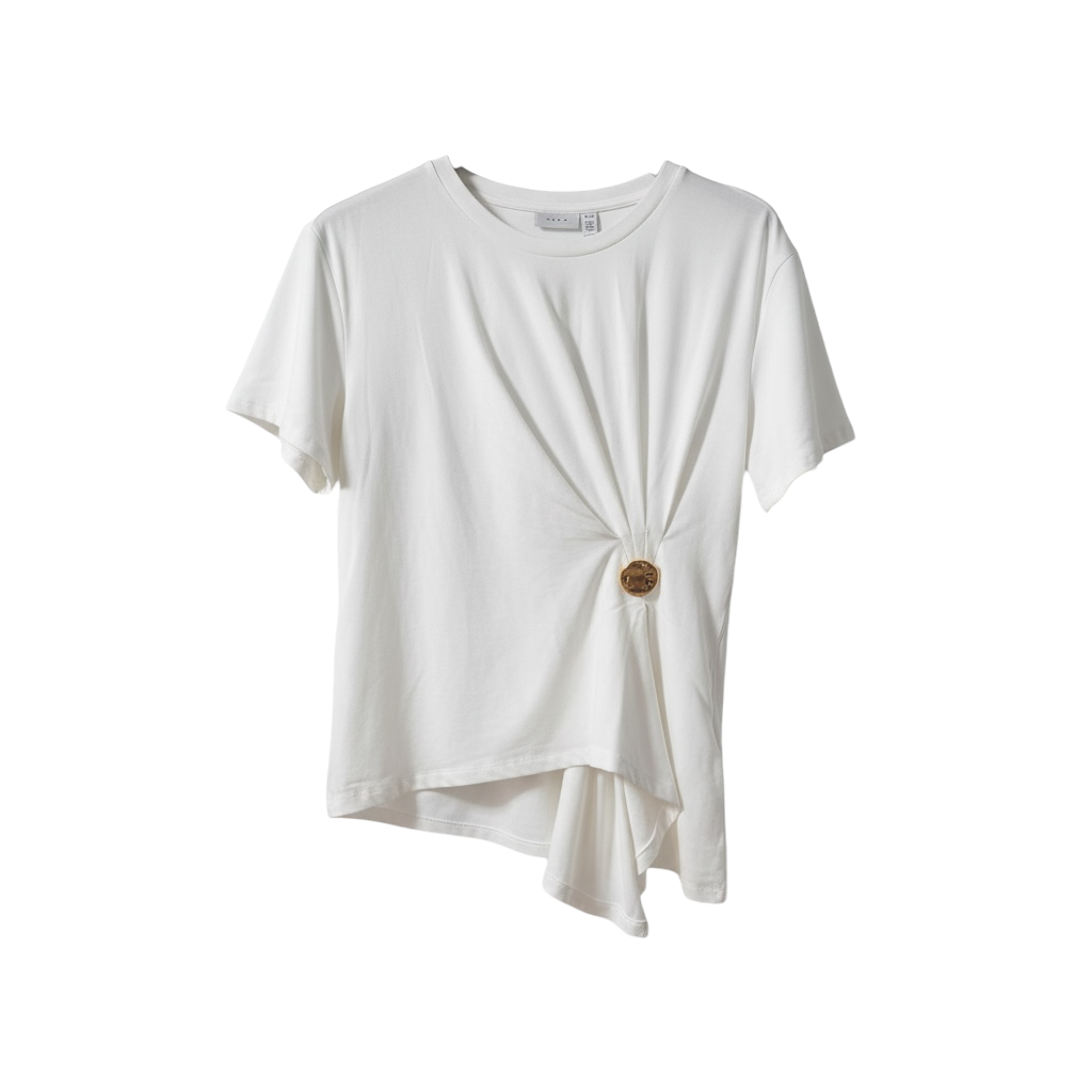 Camiseta funde manga corta y boton dorado nueva coleccion vila en cotton grey
