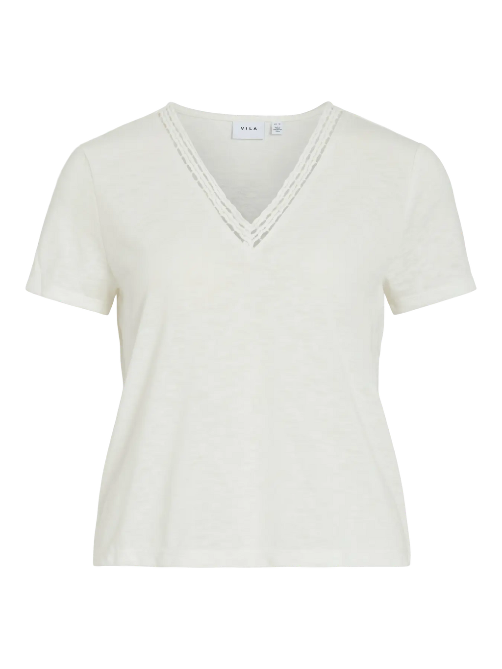 camiseta básica blanca Vila cuello pico vista frontal tienda Cotton Grey Piedras Blancas Castrillón
