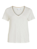 camiseta básica blanca Vila manga corta detalle metálico cuello tienda Cotton Grey