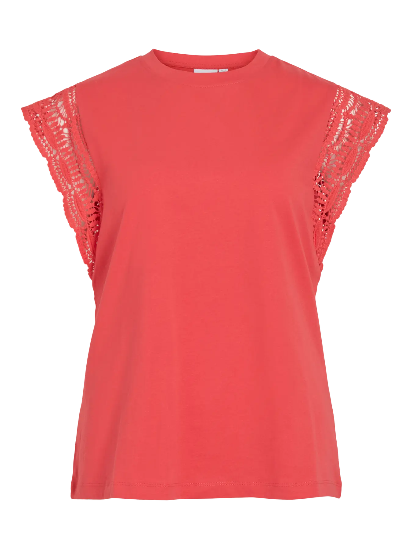 camiseta vila coral algodón orgánico manga encaje mujer
camiseta coral vila detalle encaje manga corta