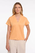 Camiseta naranja de cuello pico  manga caída corta Rino&pelle en cotton grey