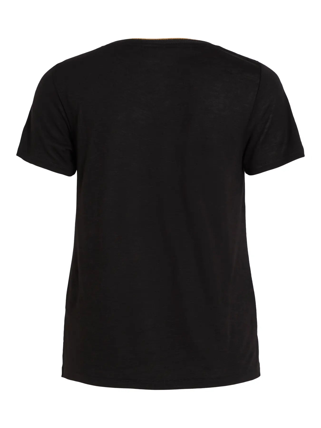 camiseta negra mujer Vila cuello pico detalle dorado vista trasera Cotton Grey Piedras Blancas Asturias
