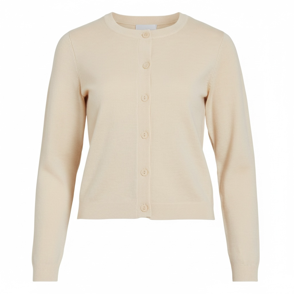 Detalle botones beige chaqueta básica mujer