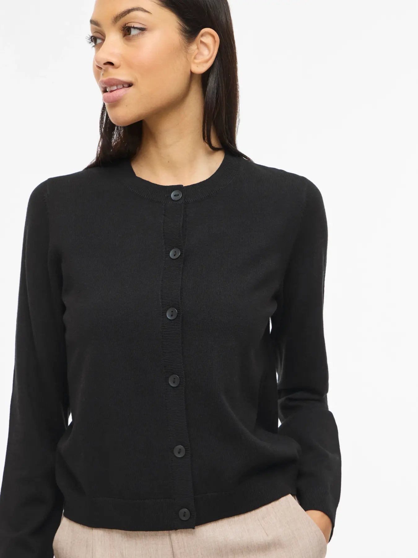 Chaqueta de punto negra mujer VILA vista frontal