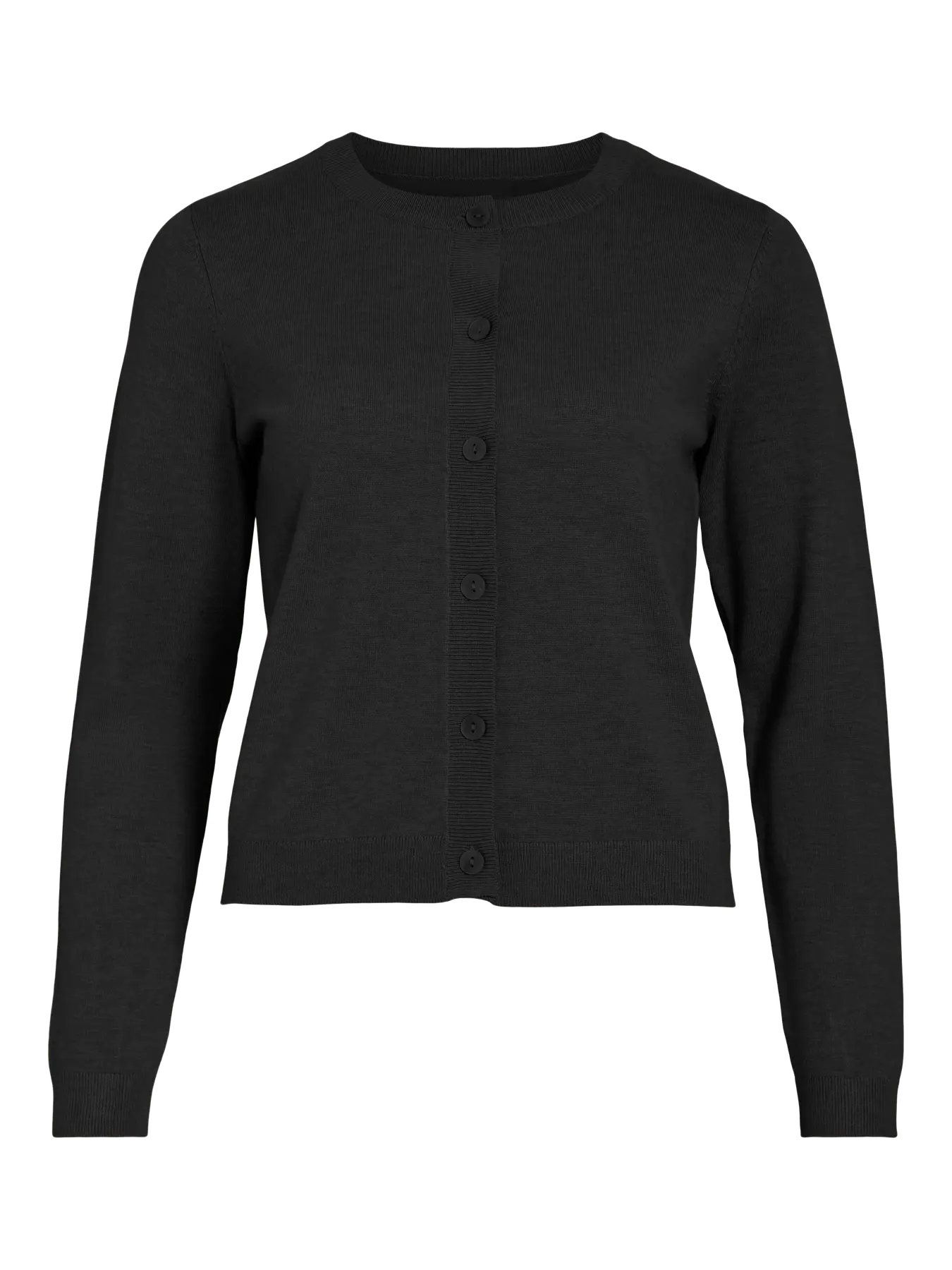 Detalle botones negra chaqueta básica mujer