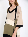 chaqueta larga de punto bicolor mujer Skatie