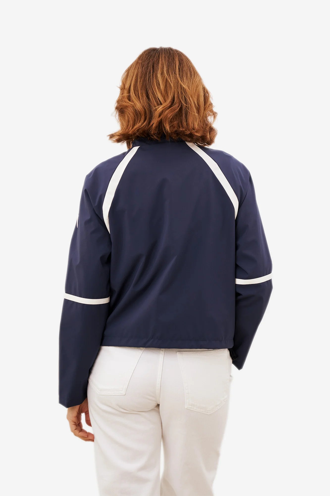 Chaqueta técnica corta azul marino entretiempo mujer