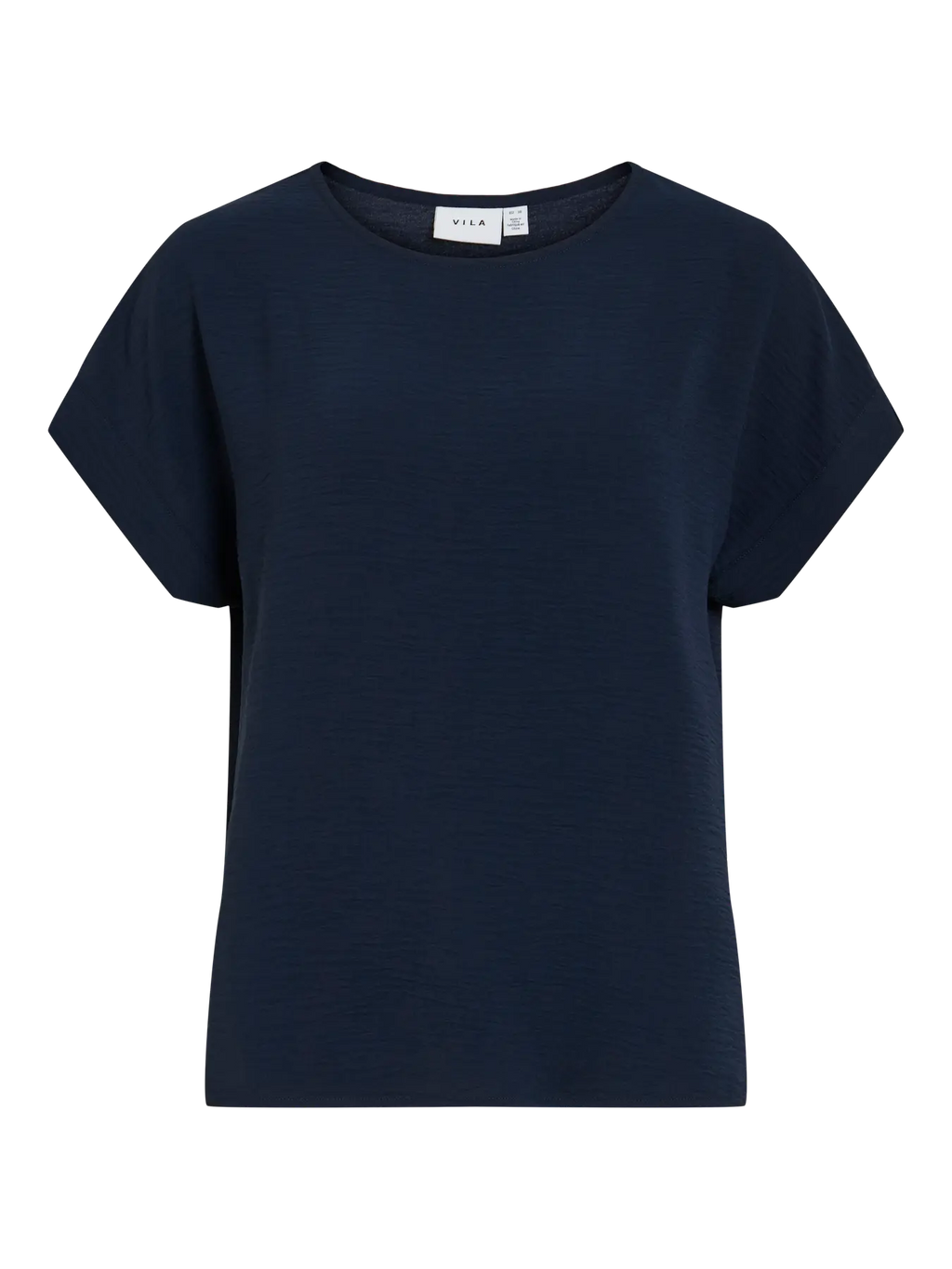 Camiseta básica azul marino cuello barco y manga corta fluida VILA · Cotton Grey · Piedras Blancas · Castrillón · Asturias