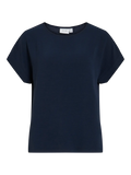 Camiseta básica azul marino cuello barco y manga corta fluida VILA · Cotton Grey · Piedras Blancas · Castrillón · Asturias