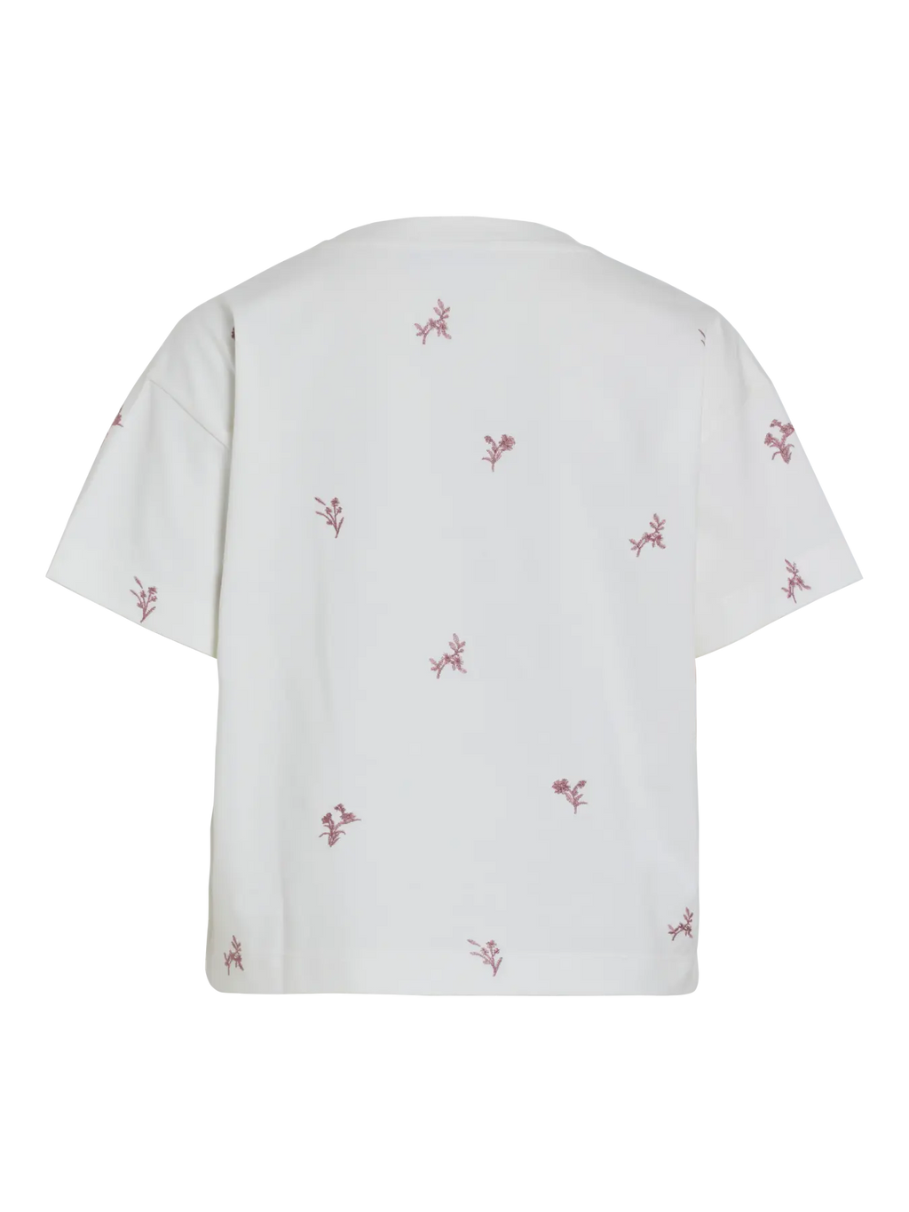 camiseta blanca vila flores bordadas granates espalda cotton grey piedras blancas