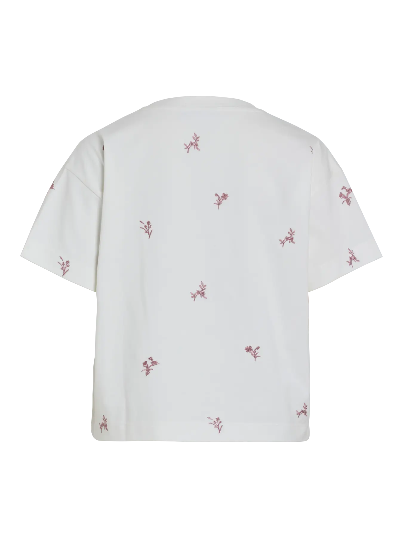 camiseta blanca vila flores bordadas granates espalda cotton grey piedras blancas