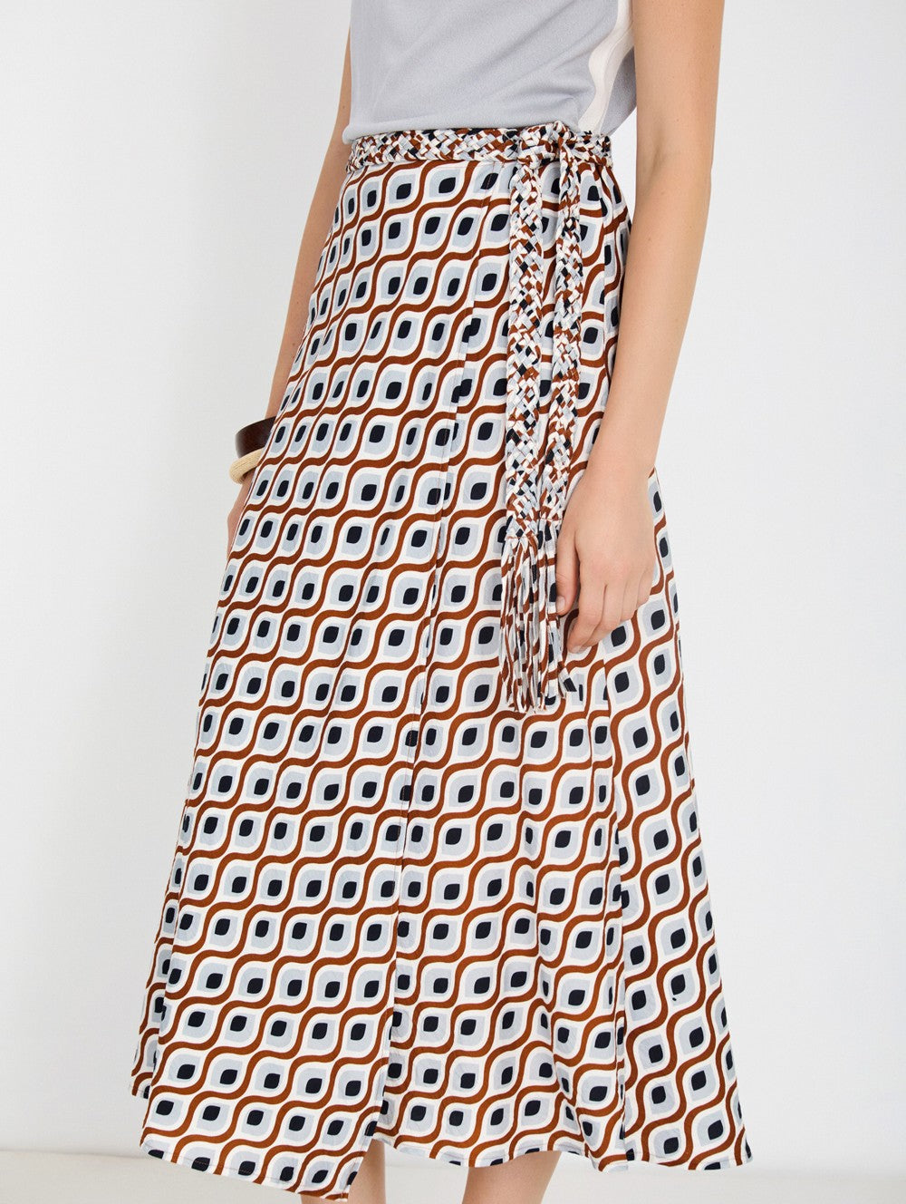 falda midi estampado geométrico retro Skatie