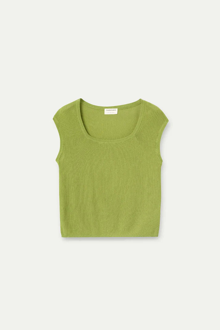 Top punto fino verde manga corta mujer Compañía Fantástica