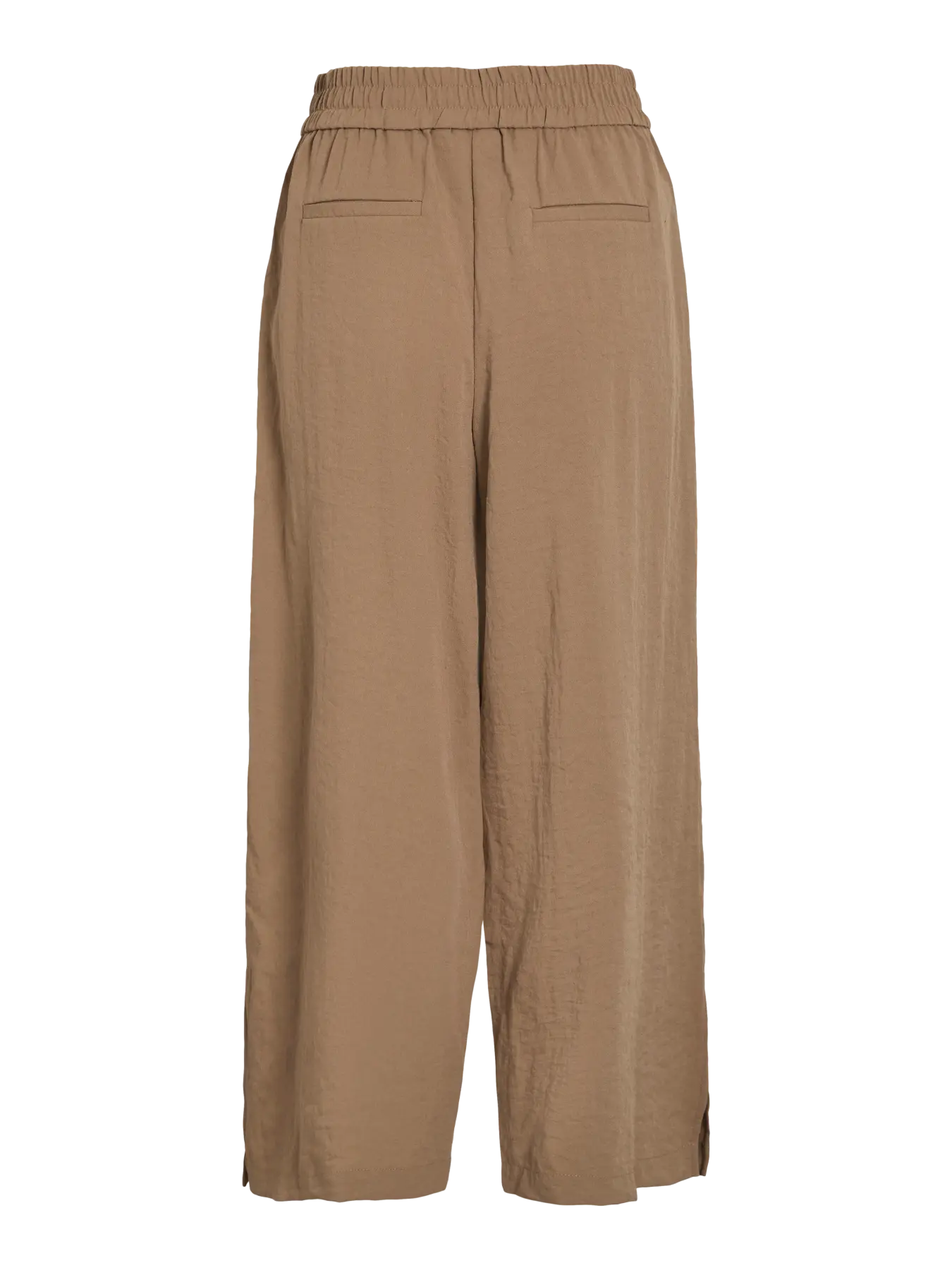 pantalón culotte mujer, pantalón fluido camel, pantalón midi elegante, pantalón tiro alto mujer, pantalón ancho Vila, pantalón verano mujer, pantalón cómodo vestir en tienda cotton grey en piedras blancas