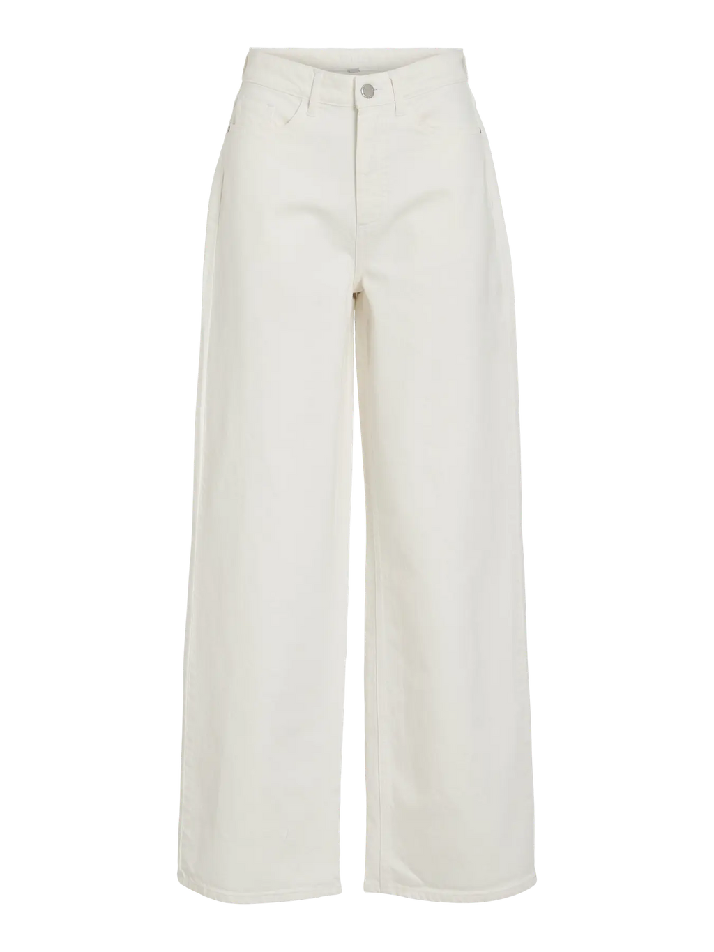 Detalle delantero Pantalon blanco Vaquero recto y tiro alto Vila Cotton grey Piedras Blancas