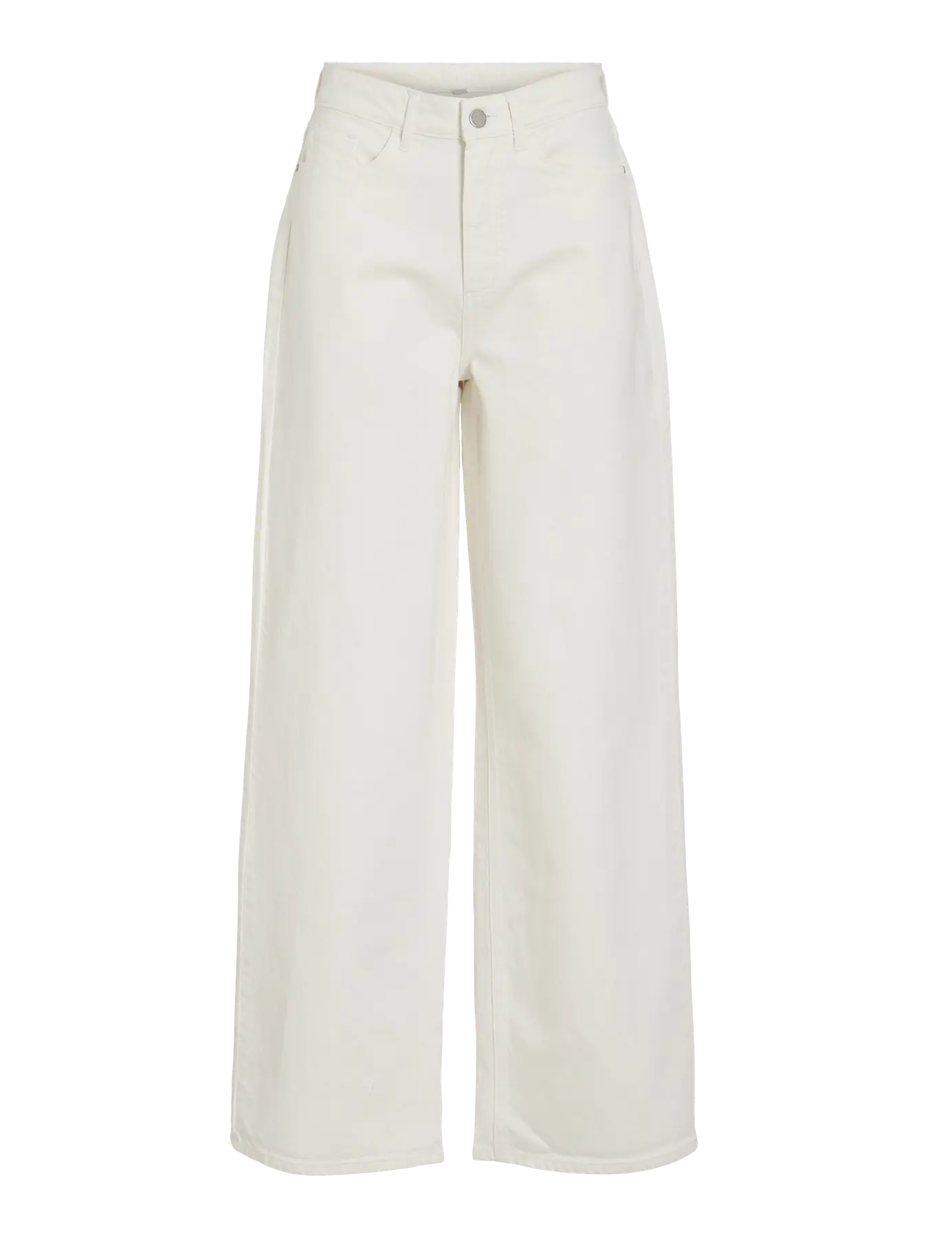 Detalle delantero Pantalon blanco Vaquero recto y tiro alto Vila Cotton grey Piedras Blancas