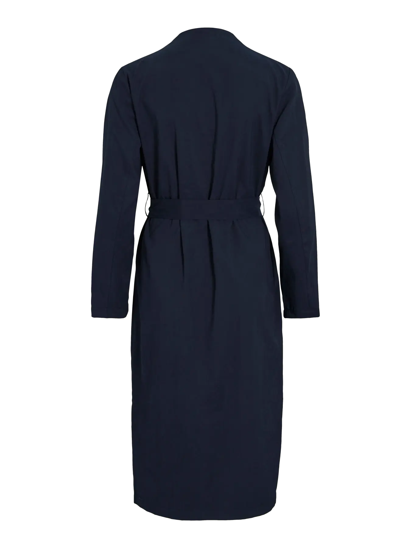 Gabardina fluida larga con cinturón  azul marino nueva coleccion moda mujer vila en cotton grey