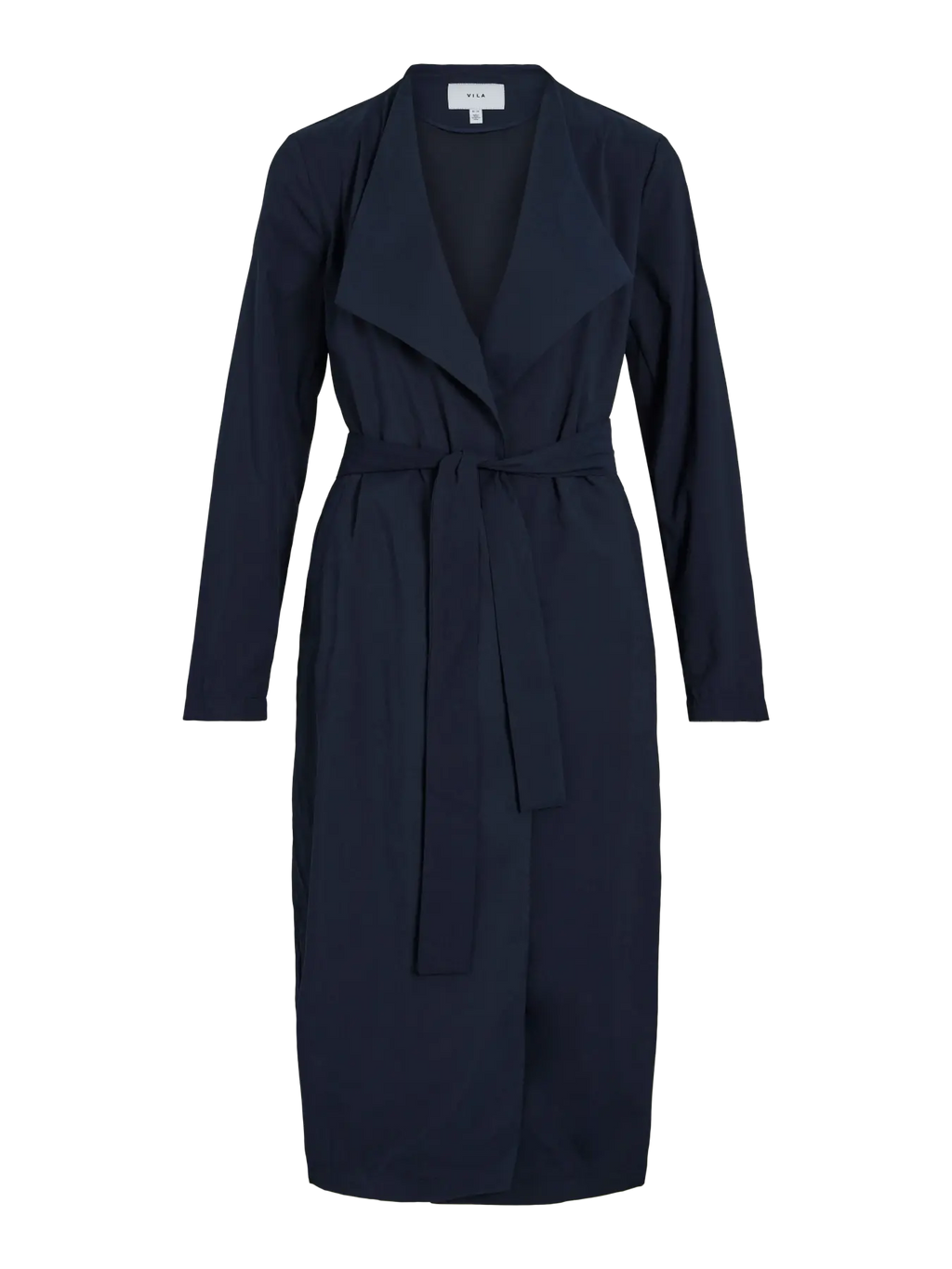 Gabardina fluida larga azul marino nueva coleccion moda mujer vila en cotton grey