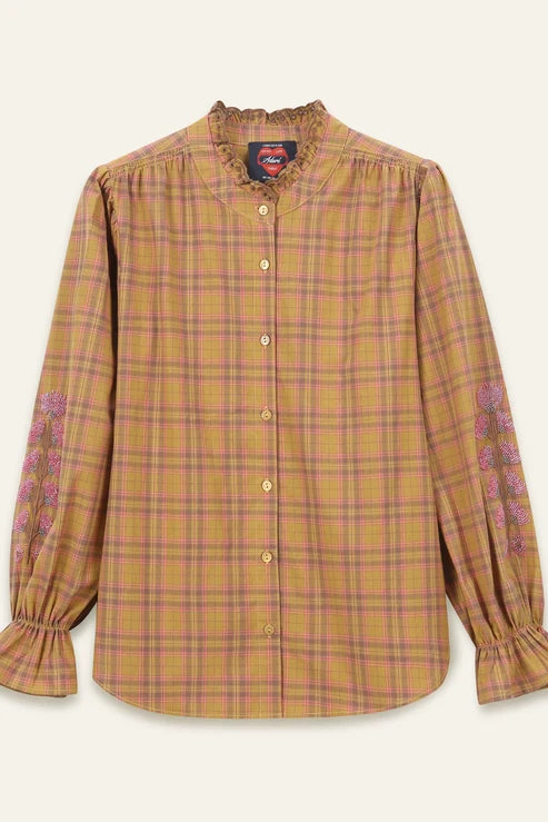 Blusa bordados Kimber Mostaza