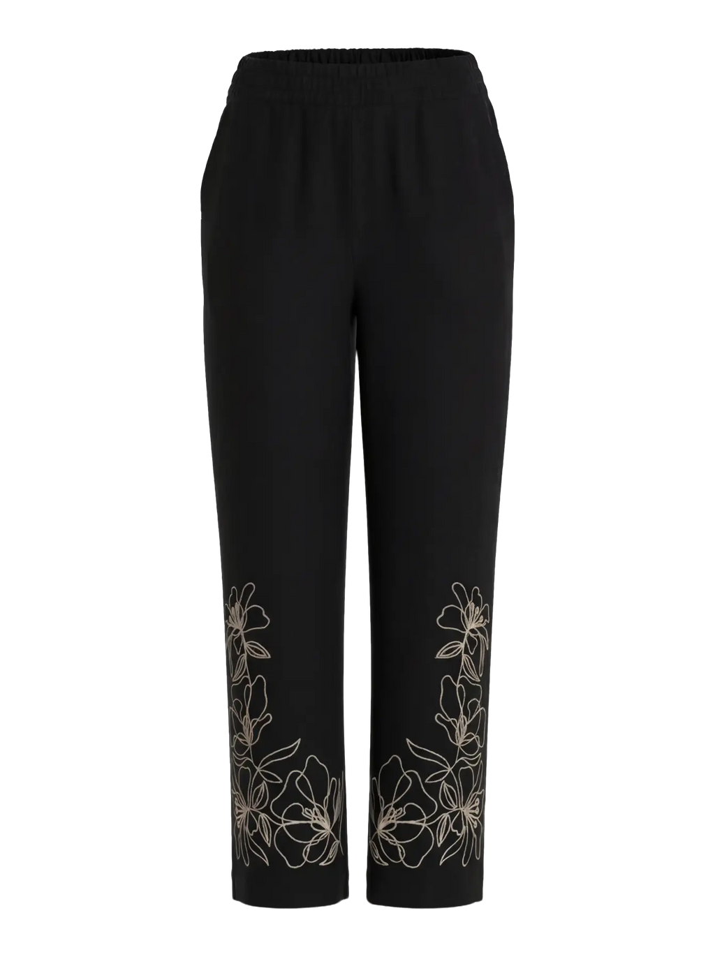 pantalón negro bordado floral mujer VILA Cotton Grey Asturias
