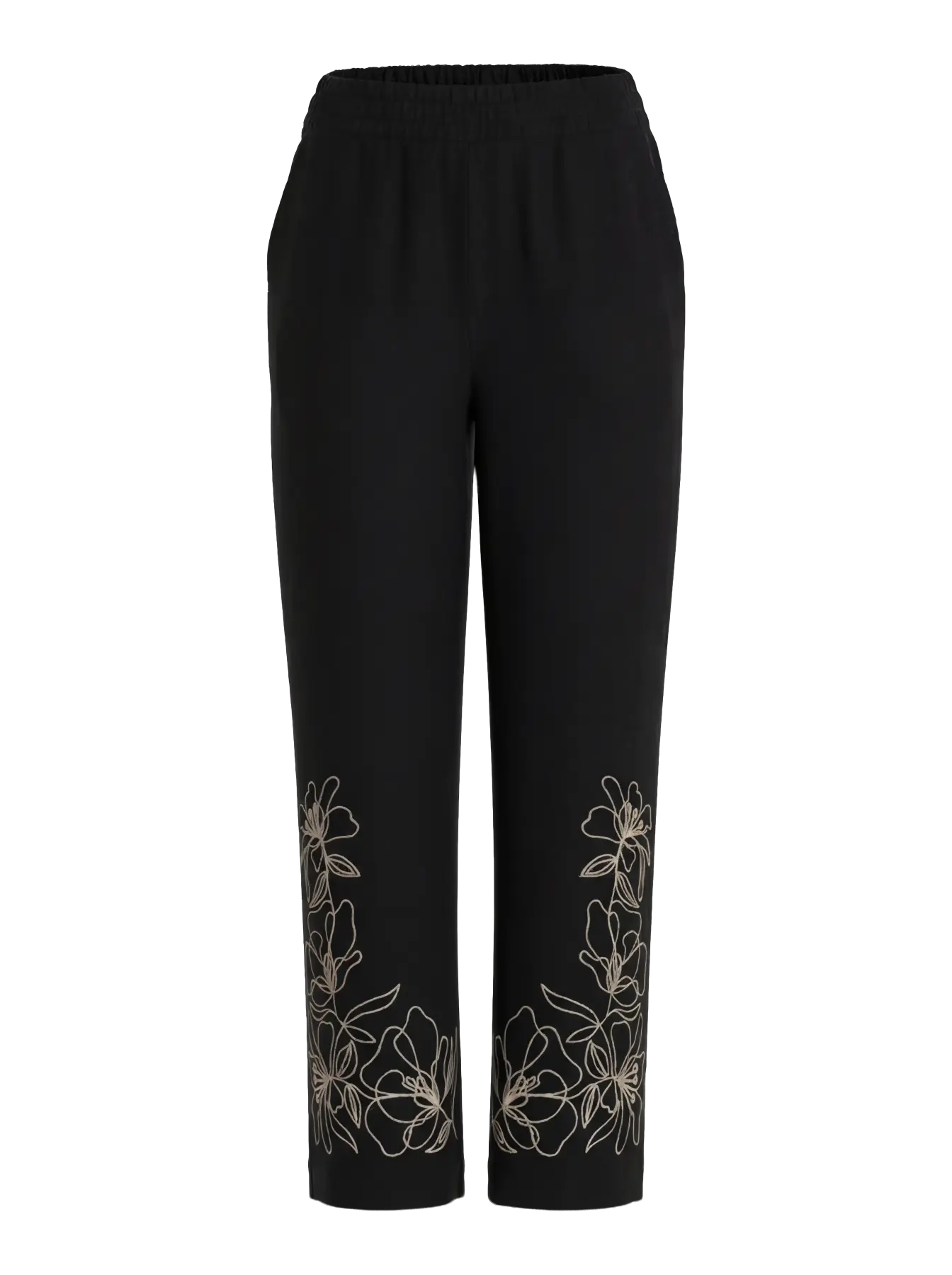 pantalón negro bordado floral mujer VILA Cotton Grey Asturias

