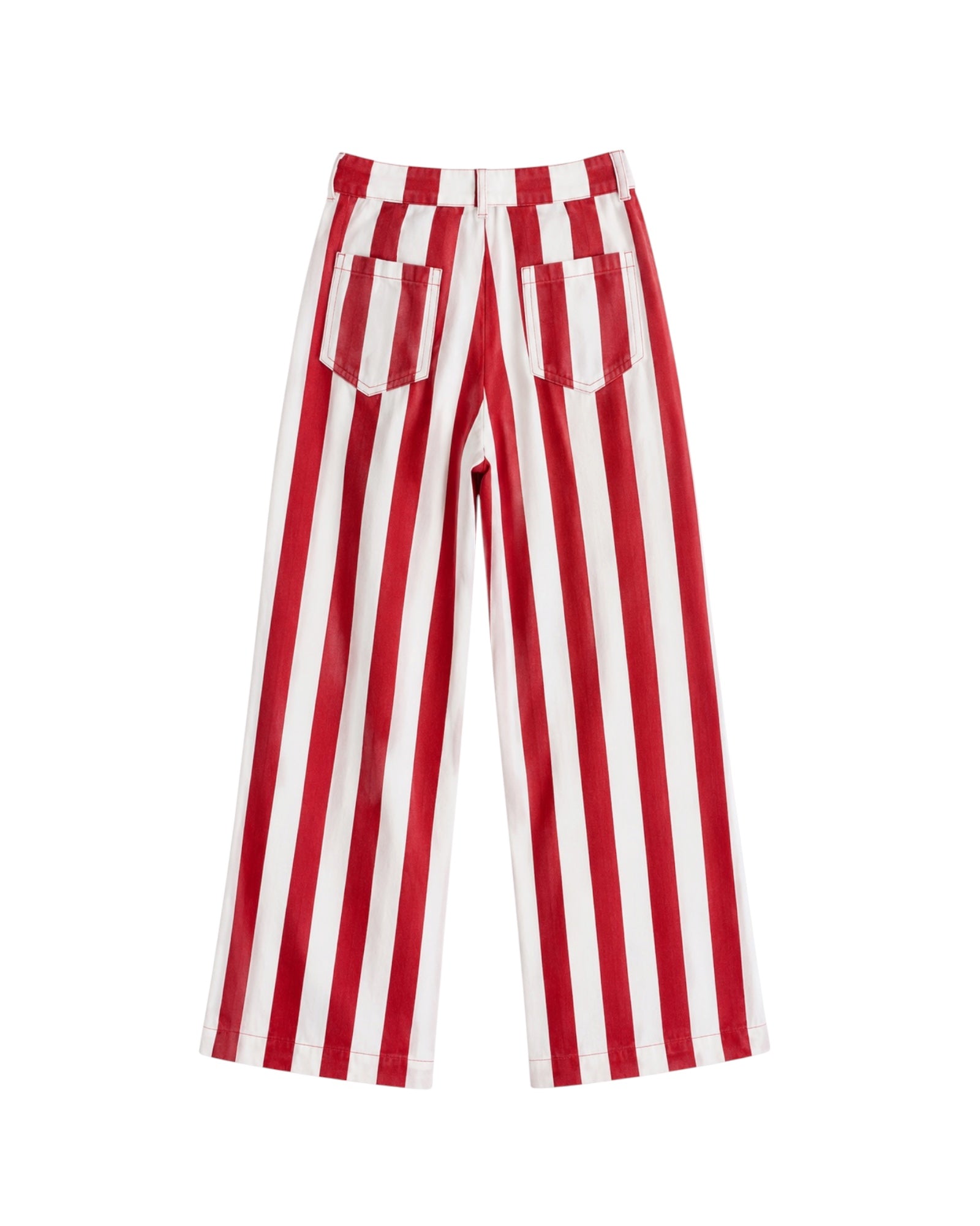pantalón Cannes, pantalón rayas rojas, pantalón rayas mujer, pantalón verano mujer, pantalón recto, pantalón algodón mujer, pantalón rojo y blanco, pantalón casual mujer, Cotton Grey