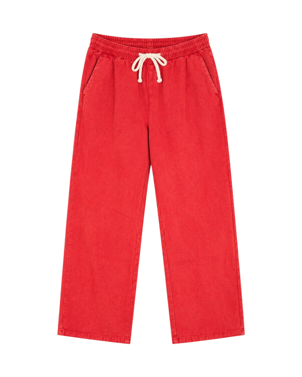 pantalón Cherry, pantalón rojo mujer, pantalón verano mujer, pantalón cómodo, pantalón algodón mujer, pantalón casual, pantalón cintura elástica, pantalón recto mujer, Cotton Grey